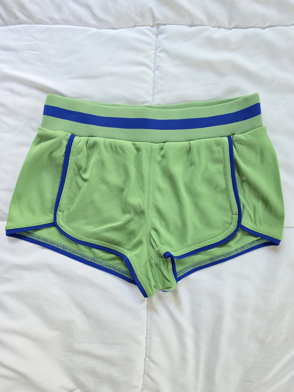 NWOT FP Movement by Free People Lime Green Athletic Shorts with Blue Trim